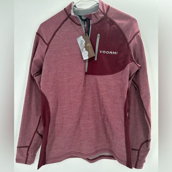 Voormi Women’s Access NXT Pullover Maroon Wool Blend Quarter Zip Medium - Picture 1 of 9